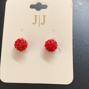 Red/gold necklace with sparkle red earrings